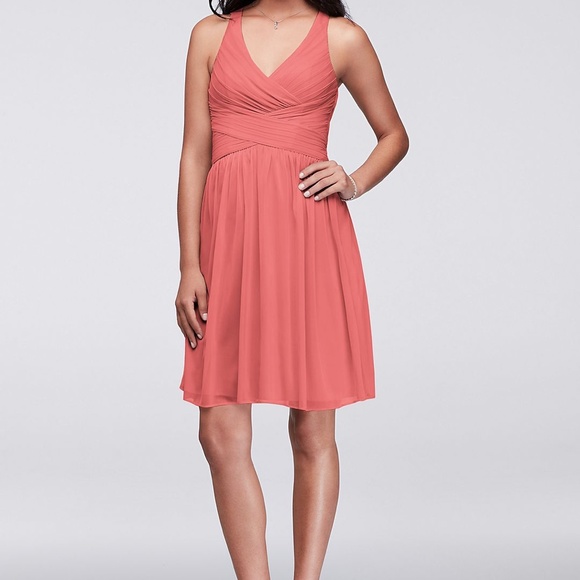 David's Bridal chiffon short-length bridesmaid dress with crisscross back - Picture 5 of 5